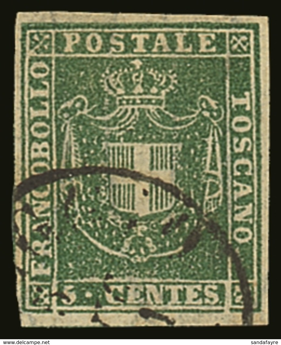 TUSCANY 1860 5c Yellow Green, Sass 18c, Superb Used With Large Margins All Round, Full Colour And Light Cds. Lovely, Sig - Ohne Zuordnung