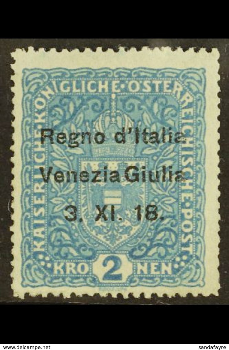 VENEZIA GIULIA 1918 2kr Blue Overprinted, Sass 15, Very Fine Mint. Signed Sorani. Cat €500 (£360) For More Images, Pleas - Unclassified