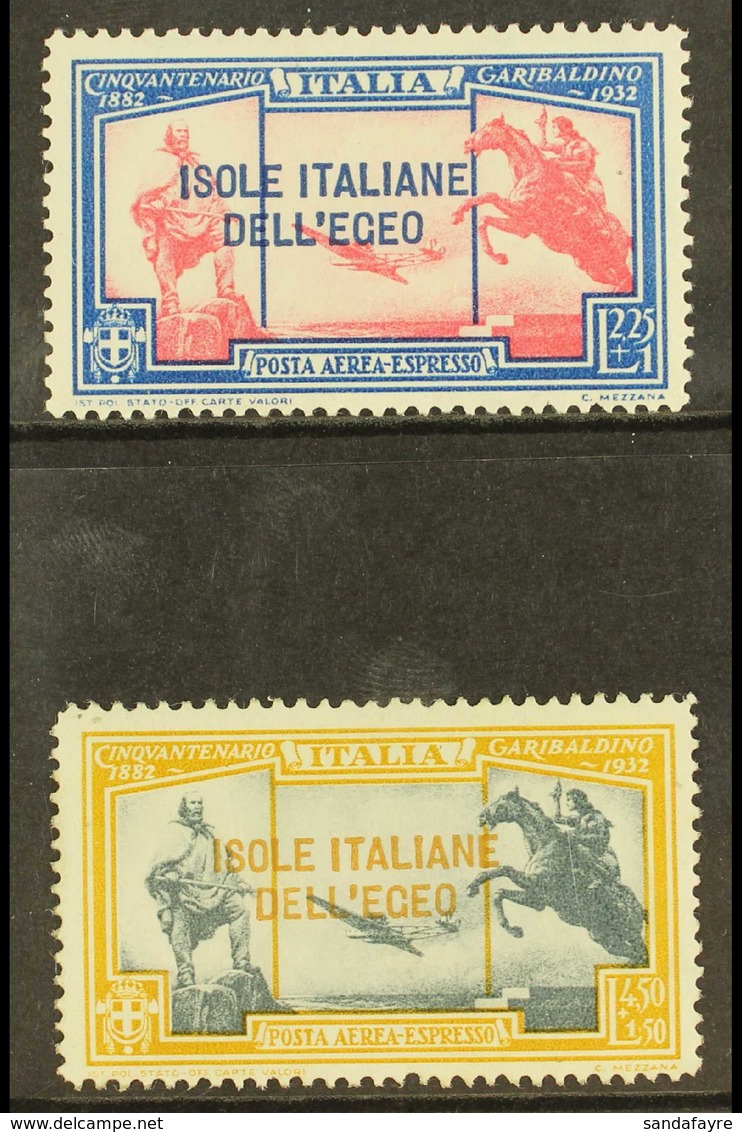 AEGEAN ISLANDS 1932 Garibaldi Air Express Set, Sassone 19/20, Very Fine Mint. Cat €240 (£200) (2 Stamps) For More Images - Autres & Non Classés