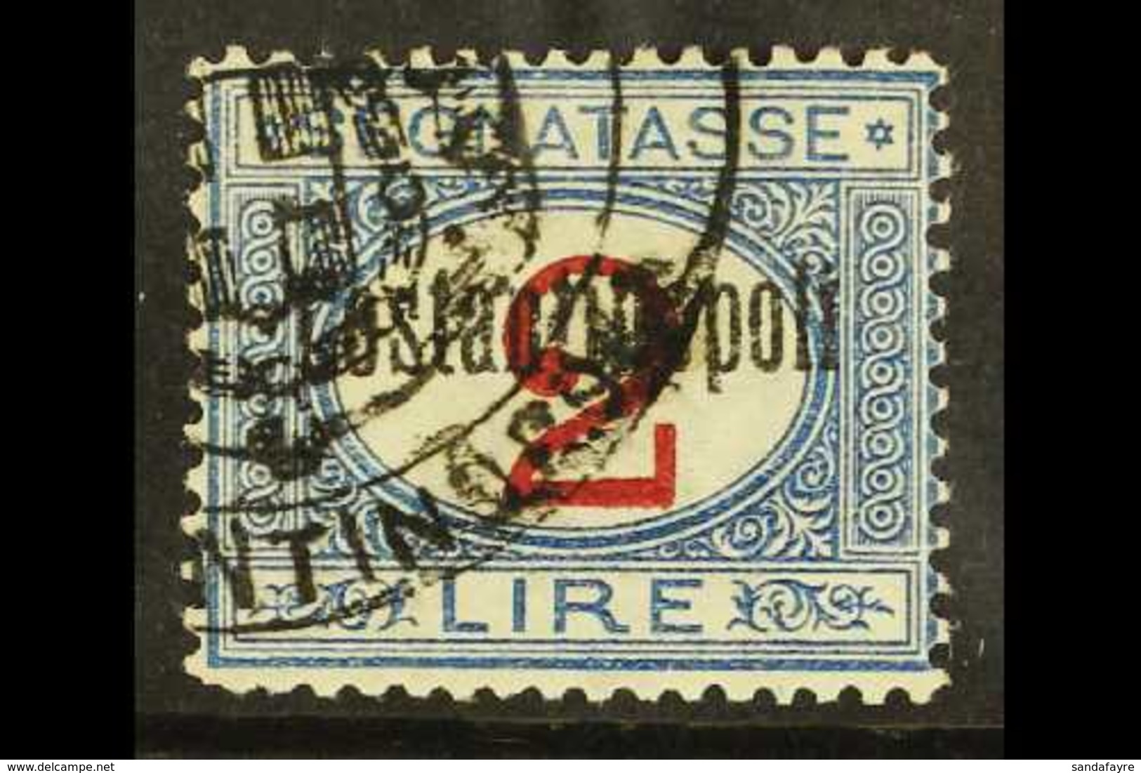 CONSTANTINOPLE POSTAGE DUE 1922 2L Blue And Carmine, Sassone 5 (SG D104), Very Fine Used, Signed Sorani, E. Diena & Oliv - Andere & Zonder Classificatie