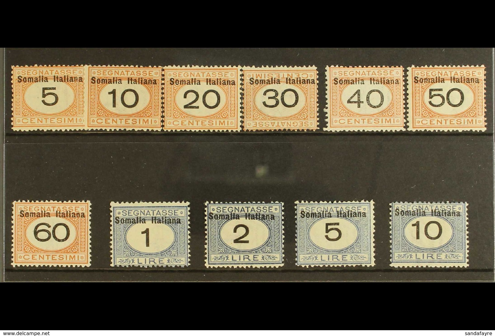 SOMALIA POSTAGE DUES 1926 Complete Set, Sass.S.67, Very Fine Never Hinged Mint. The 30c Has The Numeral And Overprint In - Sonstige & Ohne Zuordnung