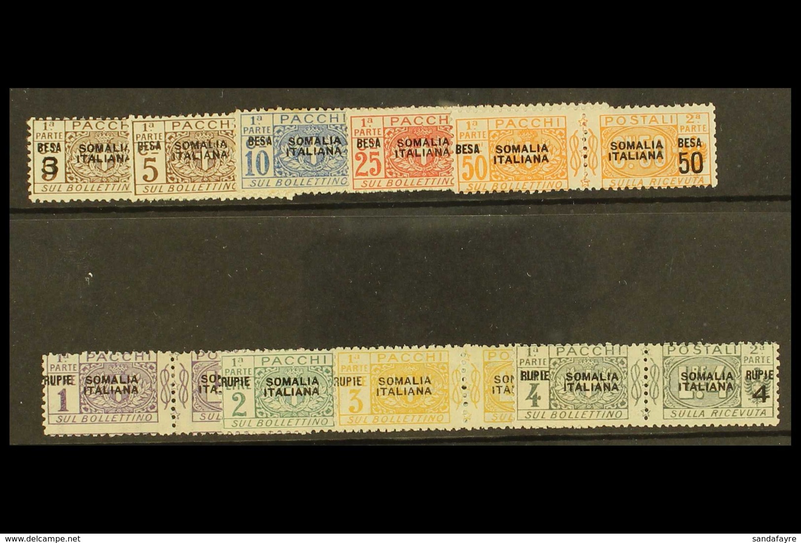SOMALIA POSTAGE DUES 1923 Rupie Surcharge Set Complete, Sass S54, Very Fine And Fresh Mint. (9 Stamps) For More Images,  - Other & Unclassified