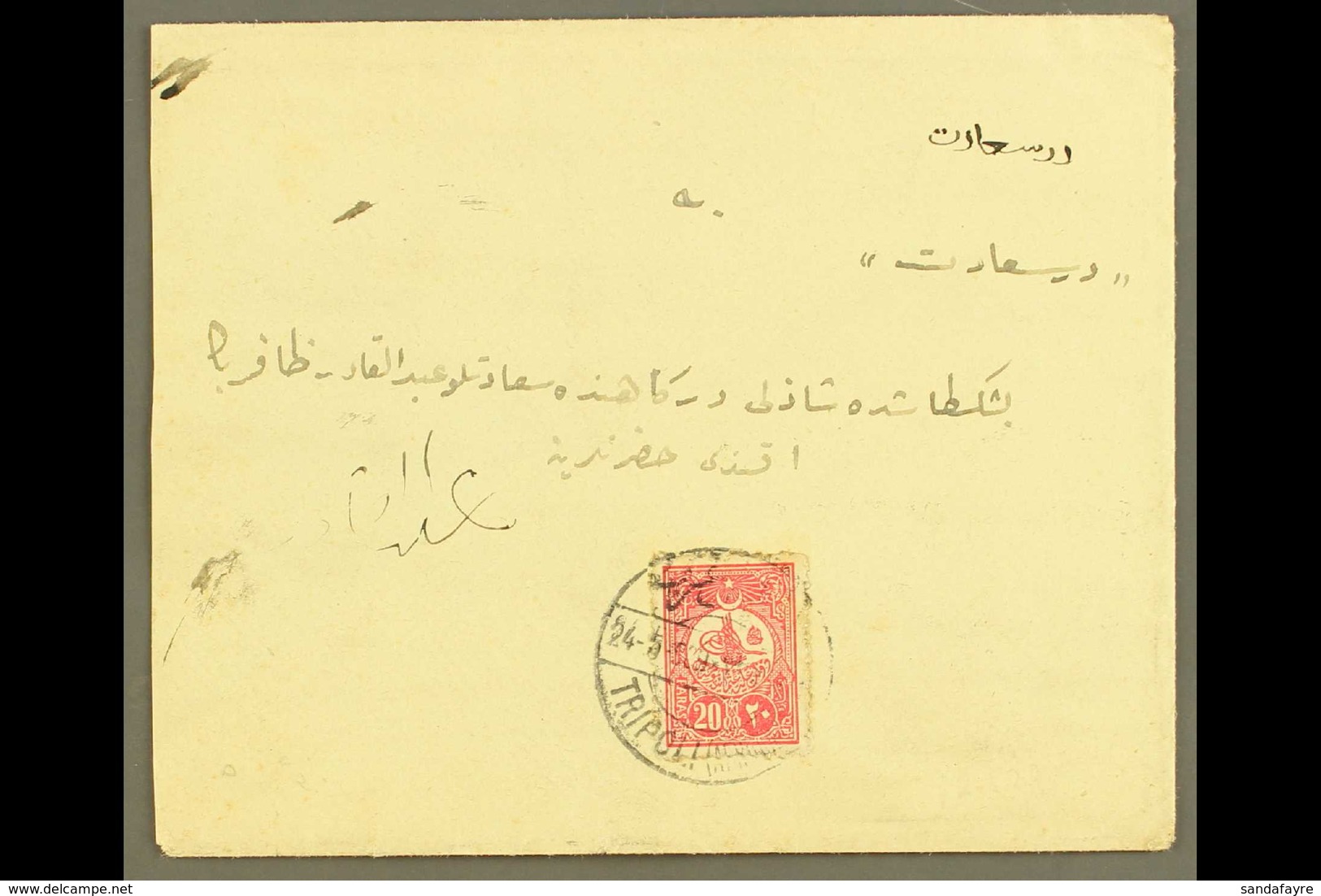 TRIPOLI (LIBYA) 1909 (May) Envelope Bearing 20pa To Instanbul, With Good Clear Bilingual Tripoli Cds, Arrival Mark On Re - Sonstige & Ohne Zuordnung
