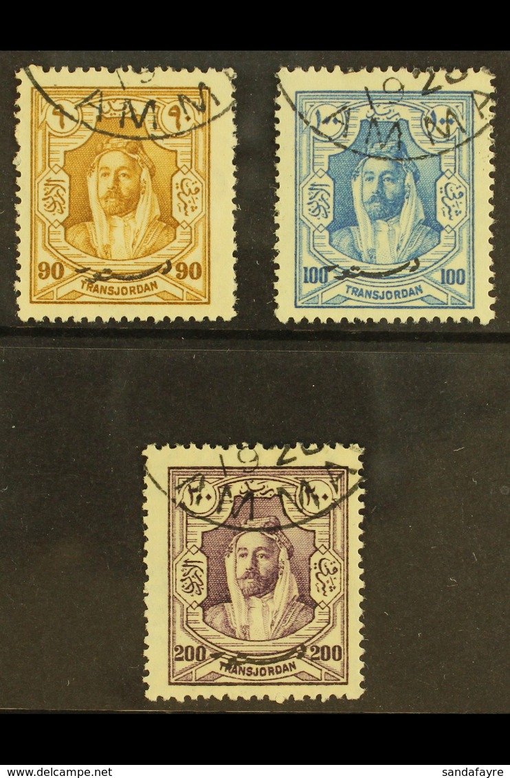 1928 90m - 200m New Constitution Overprint, SG 180/182, Very Fine Used. Scarce High Values.  (3 Stamps) For More Images, - Jordan