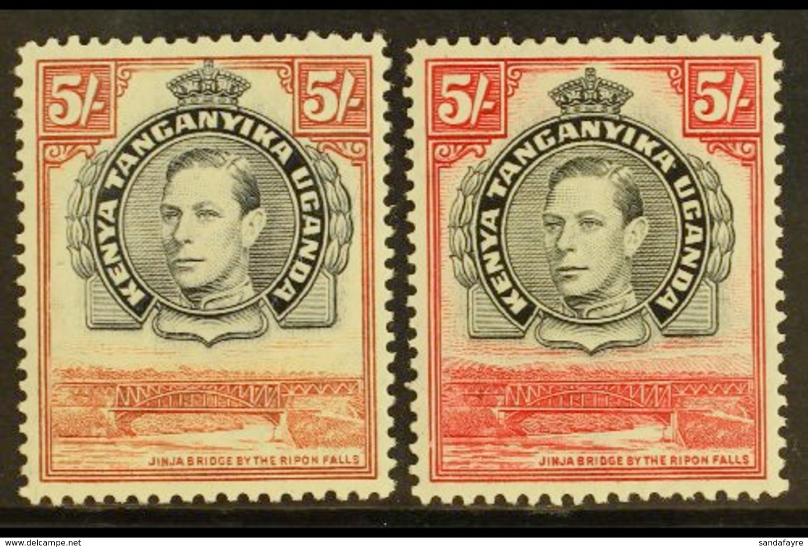 1944 5s Black And Carmine, SG 148b, Two Very Different Shades, Never Hinged Mint. (2) For More Images, Please Visit Http - Vide