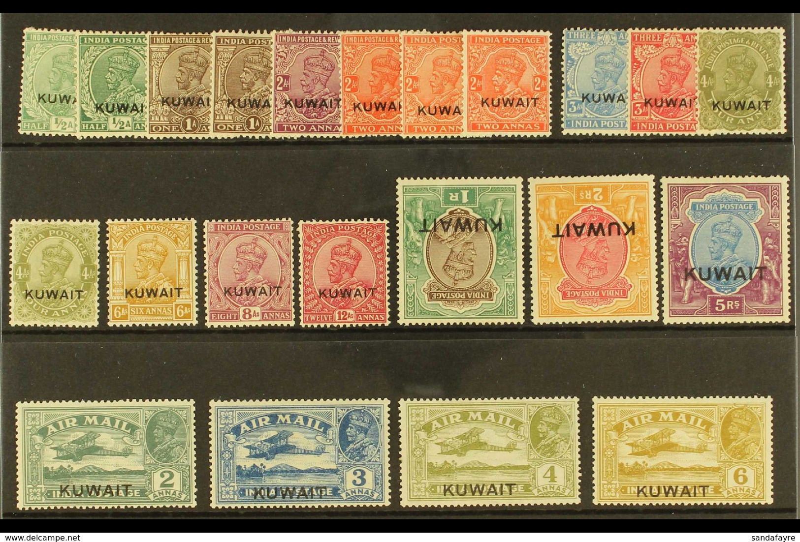 1929-34 KGV MINT SELECTION Presented On A Stock Card. Includes 1929-37 Set To 5r With ½a Shade, 1a Types, 2a Die & Types - Kuwait