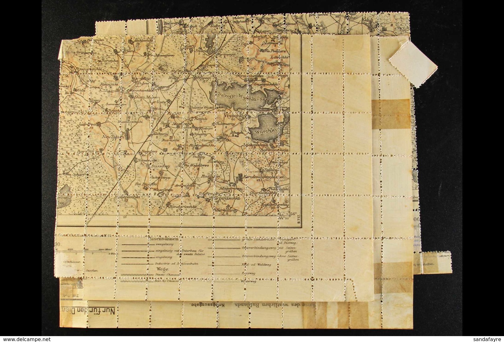 1918 5k Carmine Perf 11½ (SG 2) SHEET WITH FULL MAP, Some Perf Separation & Hinge Re-enforcements (one Corner Detached A - Lettonie