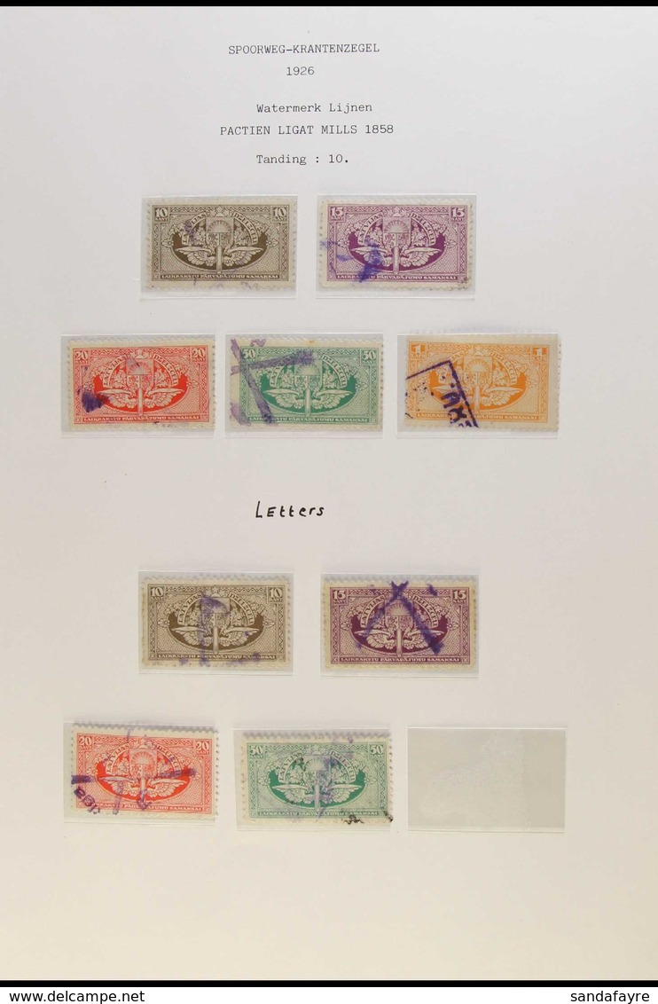 1926 - 1928 RAILWAY STAMPS Arranged And Annotated On 7 Album Pages Incl Complete Sets & Some Mint Examples (38 Stamps) F - Latvia