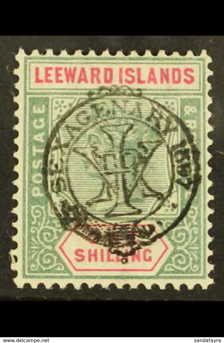 1897 1s Green And Carmine Jubilee Overprint, SG 15, Very Fine Mint With Strong Colours. For More Images, Please Visit Ht - Leeward  Islands