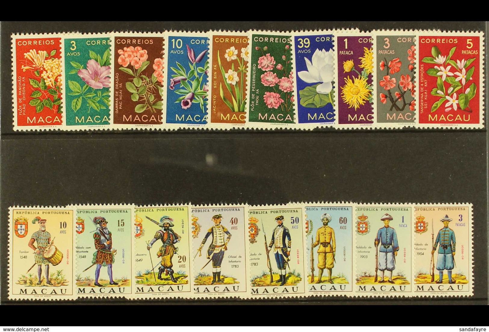 1953-66 NEVER HINGED MINT Indigenous Flowers (SG 458/67) & Military Uniform Set (SG 496/503) Never Hinged Mint (18 Stamp - Other & Unclassified