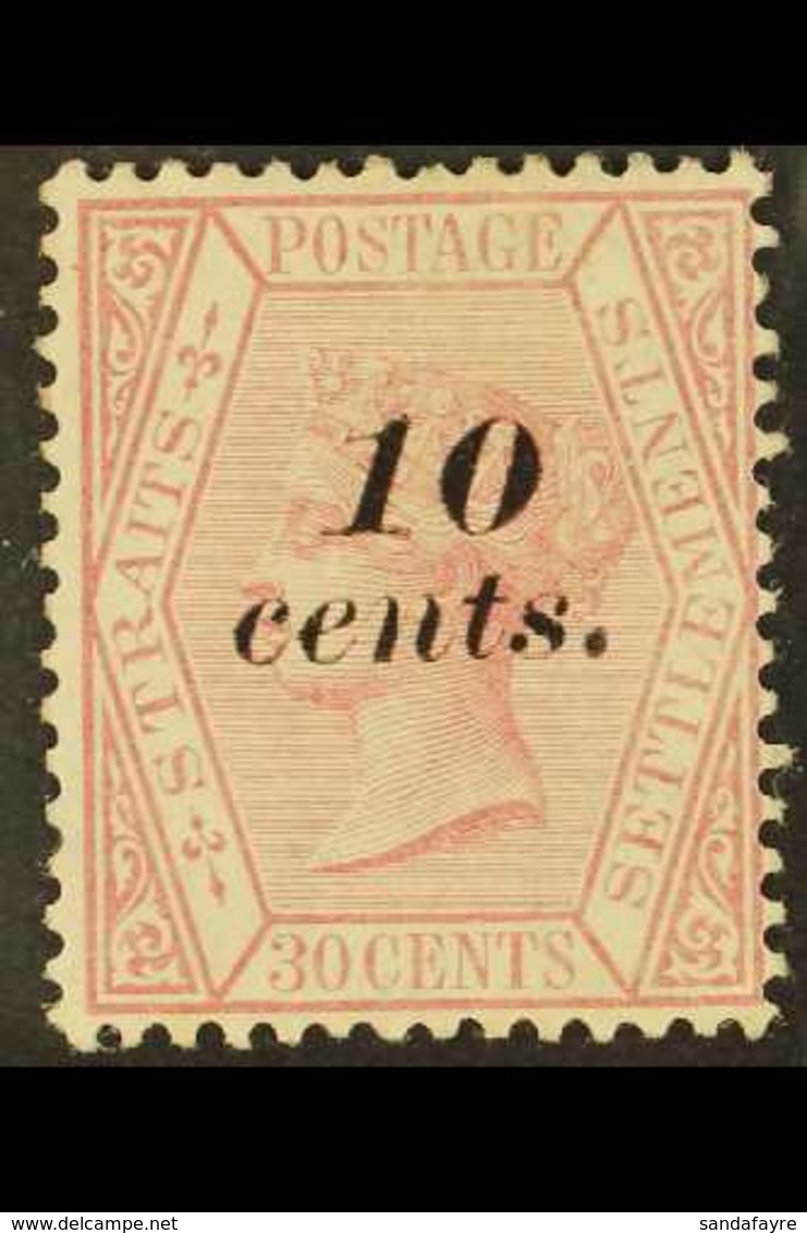 1880 10c On 30c Claret, SG 46, Fine Mint. For More Images, Please Visit Http://www.sandafayre.com/itemdetails.aspx?s=619 - Straits Settlements