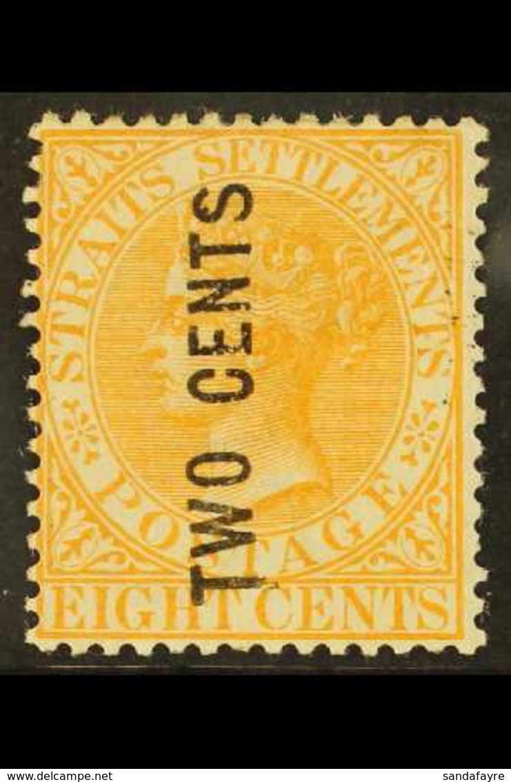 1883 2c On 8c Orange, Overprinted Vertically,"S Wide" Setting, SG 54, Very Fine Mint. For More Images, Please Visit Http - Straits Settlements