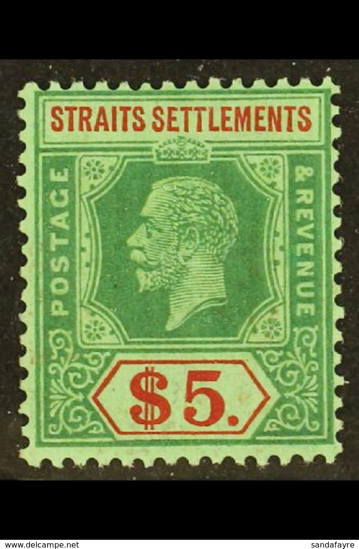 1921-33 (wmk Mult Script CA) $5 Green And Red/green, SG 240a, Very Fine Mint. For More Images, Please Visit Http://www.s - Straits Settlements