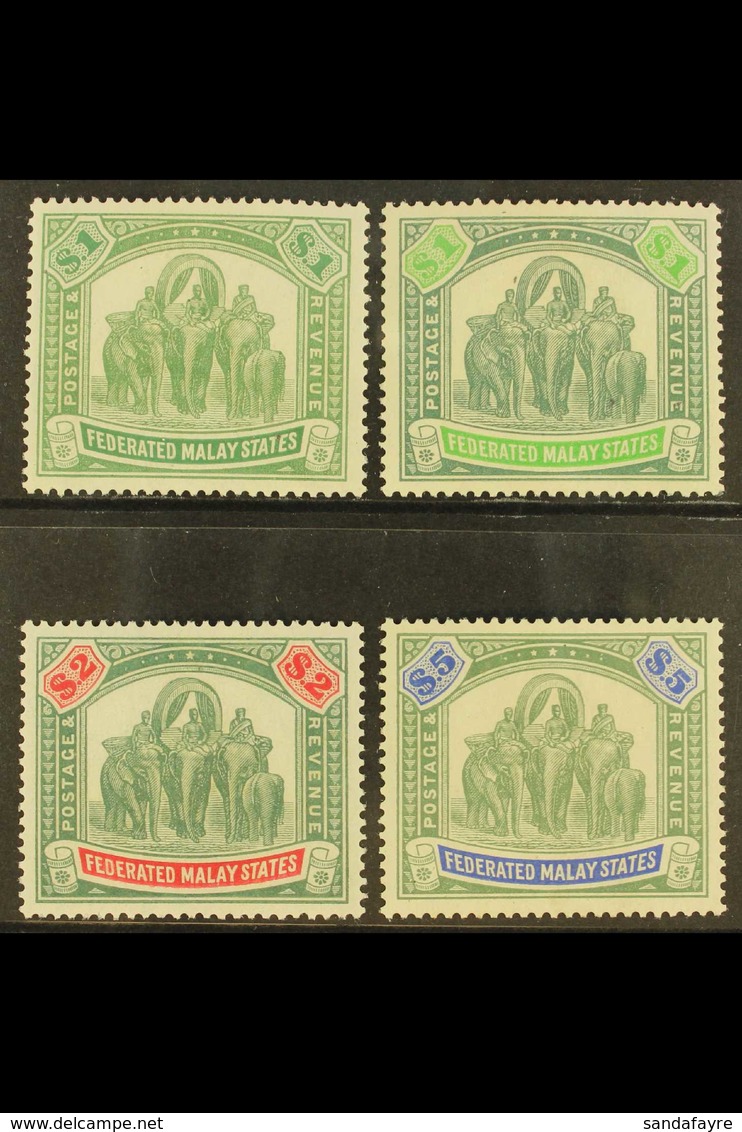 FEDERATED MALAY STATES 1922-34 Watermark Multi Script CA $1 Both Shades, $2, And $5 Elephants, SG 76, 76a, 78, And 80, M - Altri & Non Classificati