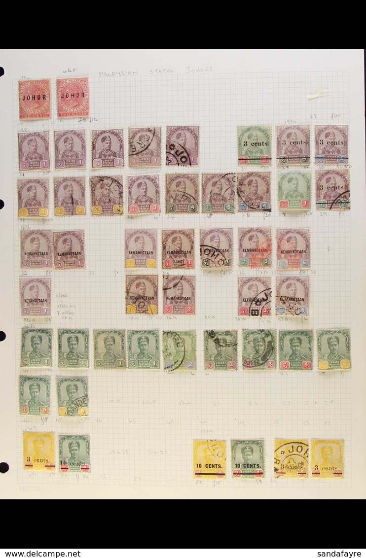 JOHORE 1884-1987 MINT & USED COLLECTION Presented On Album Pages. Useful Ranges Include 1884 Johor Opt'd 2c Inc "Wide H" - Andere & Zonder Classificatie