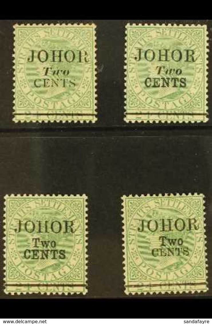 JOHORE 1891 2c On 24c Green, All 4 Settings, SG 17/20, Fine To Very Fine Mint. (4 Stamps) For More Images, Please Visit  - Autres & Non Classés