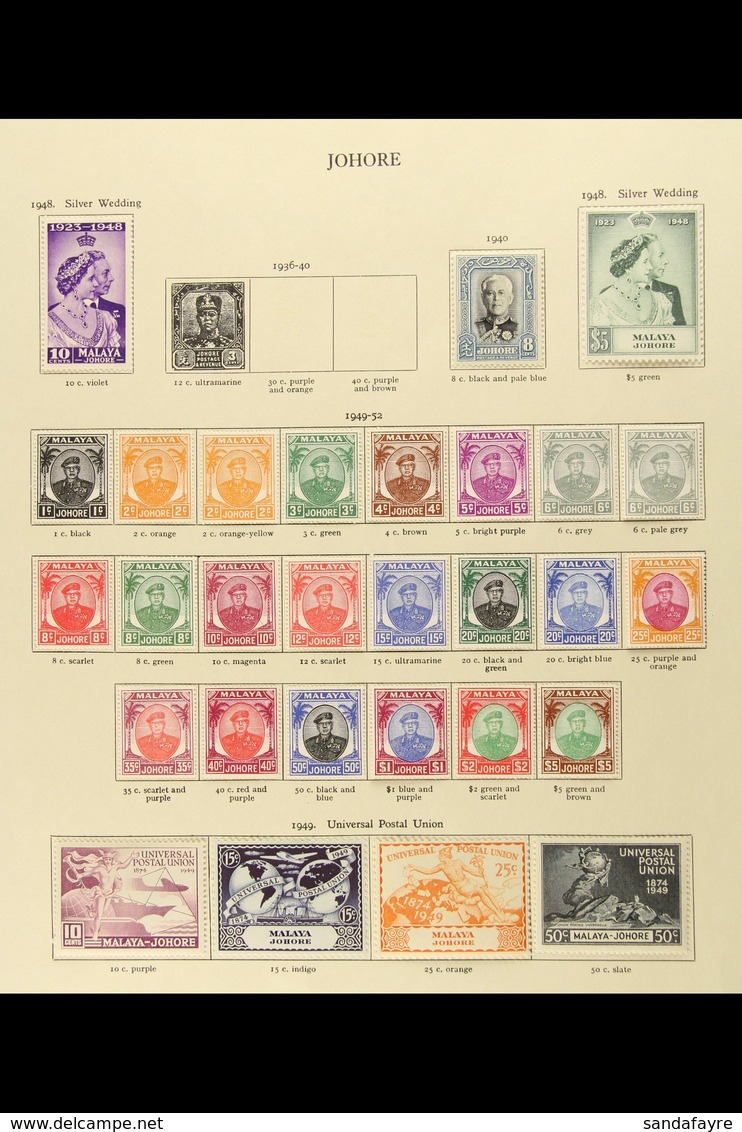 JOHORE 1940-1971 VERY FINE MINT Collection On Printed Leaves. A COMPLETE RUN, SG 130/81. Lovely! (60 Stamps) For More Im - Andere & Zonder Classificatie