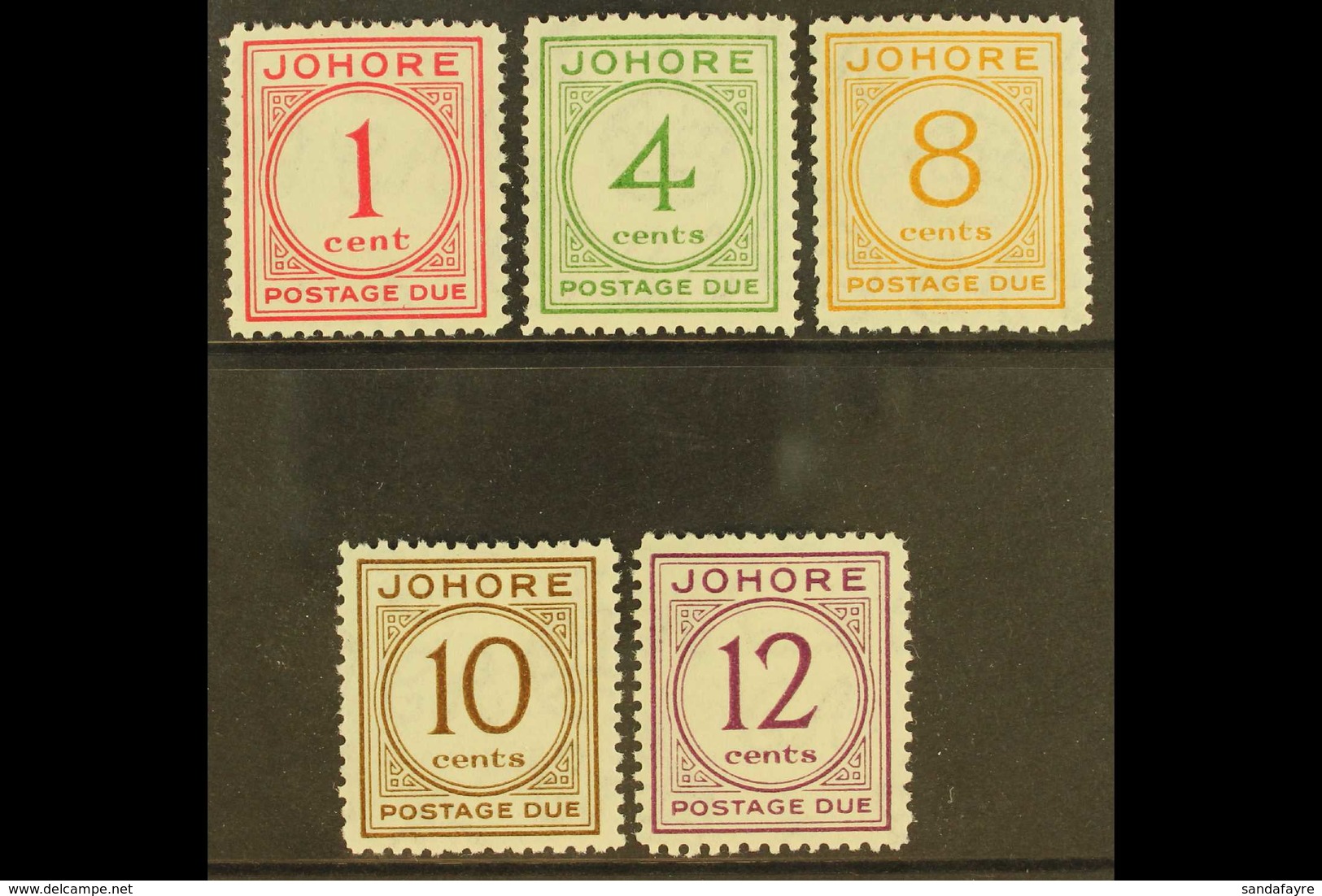 JOHORE POSTAGE DUES 1938 Complete Set, SG D1/5, Fine Mint, Fresh. (5 Stamps) For More Images, Please Visit Http://www.sa - Other & Unclassified