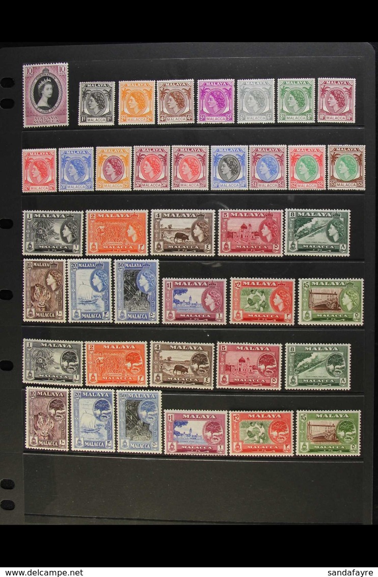 MALACCA 1953-1960 COMPLETE VERY FINE MINT RUN On A Stock Page, Complete SG 22/60, Inc 1954-57 QEII Set, 1957 & 1960-62 P - Andere & Zonder Classificatie