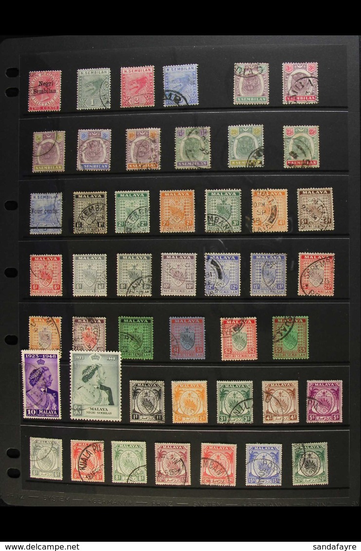 NEGRI SEMBILAN 1891-1963 ATTRACTIVE ALL DIFFERENT USED Collection. With 1891 2c QV, 18911-94 Tiger Set, 1895-99 Most Val - Andere & Zonder Classificatie