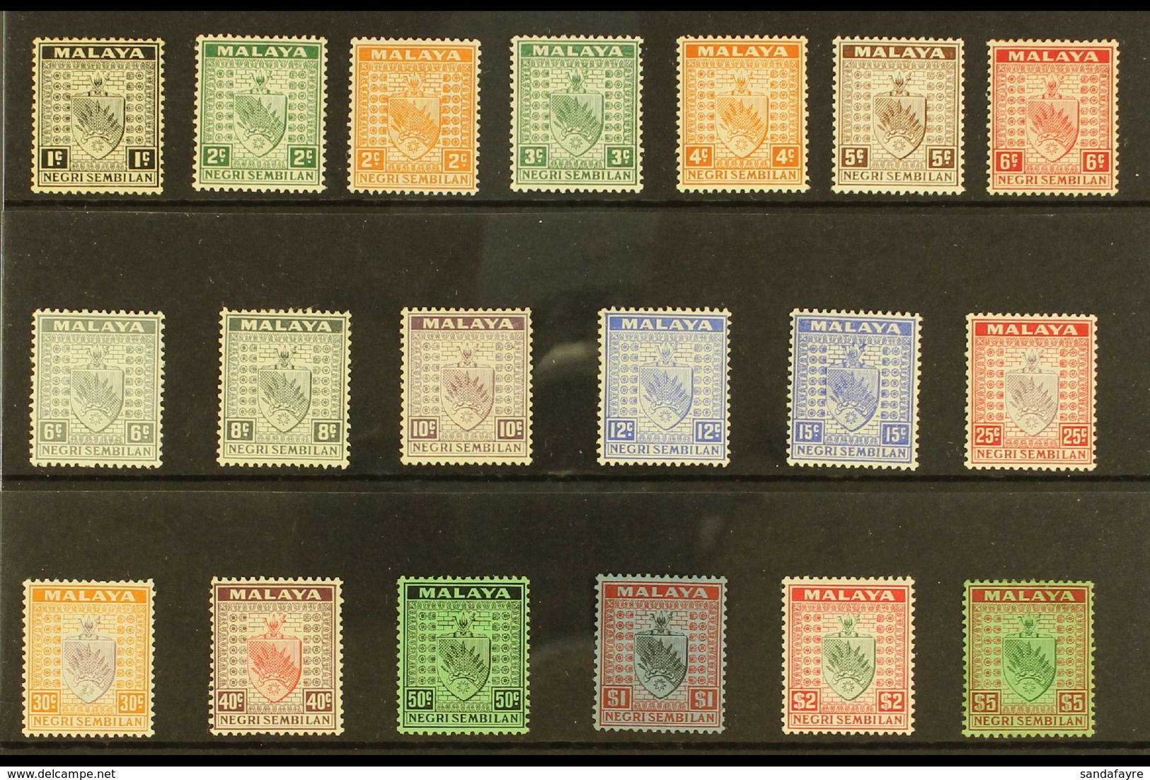 NEGRI SEMBILAN 1935-41 Definitives Complete Set, SG 21/39, Fine Mint. (19 Stamps) For More Images, Please Visit Http://w - Andere & Zonder Classificatie