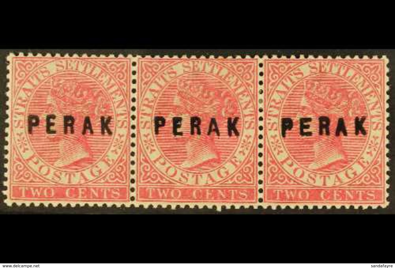 PERAK 1882 2c Pale Rose, Overprinted "Perak", SG 11/13, Superb Mint Strip Of 3 "Triplet". (3 Stamps) For More Images, Pl - Andere & Zonder Classificatie