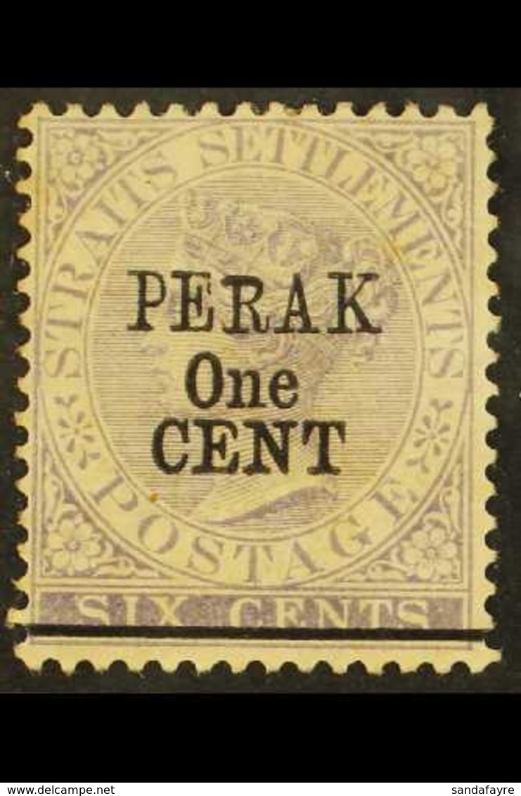 PERAK 1891 1c On 6c Lilac, Variety "Short R", SG 46a, Mint. Toned Gum But Scarce. For More Images, Please Visit Http://w - Andere & Zonder Classificatie