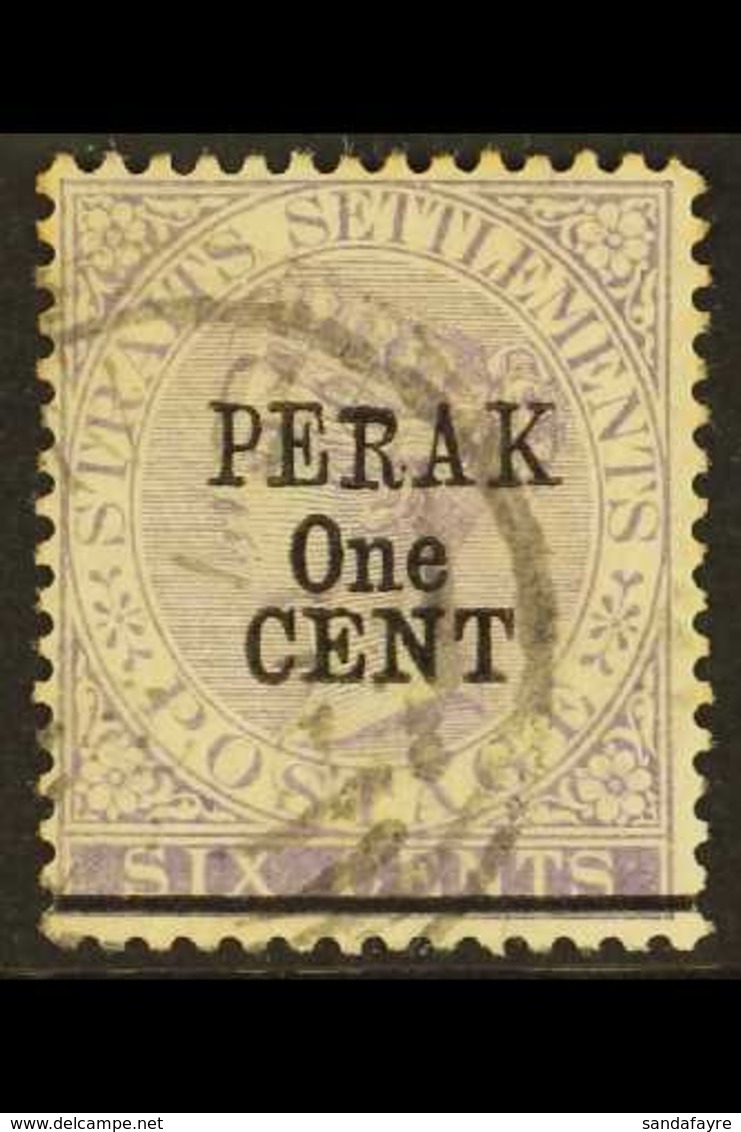 PERAK 1891 1c On 6c Lilac, Variety "Short R", SG 46a, Very Fine Used. For More Images, Please Visit Http://www.sandafayr - Autres & Non Classés
