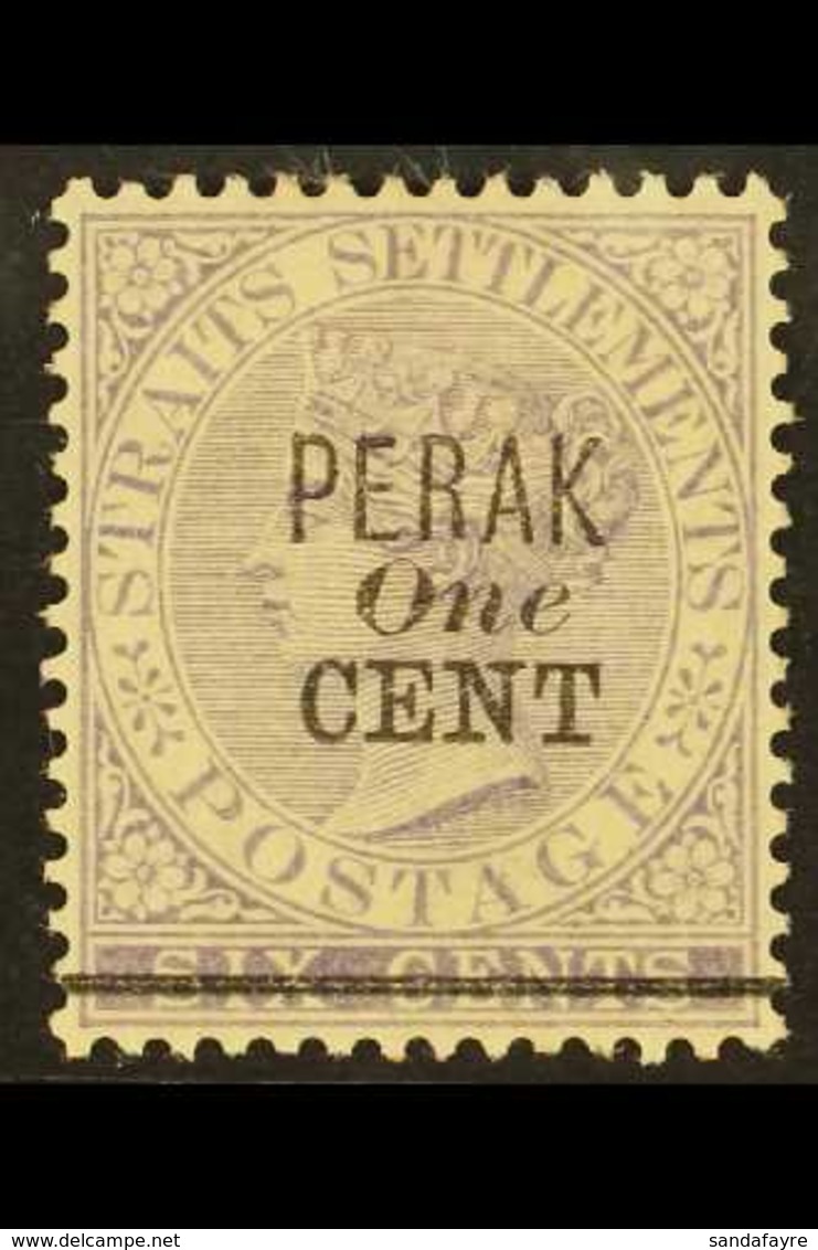 PERAK 1891 1c On 6c Lilac, SG 44, Very Fine Mint. For More Images, Please Visit Http://www.sandafayre.com/itemdetails.as - Andere & Zonder Classificatie