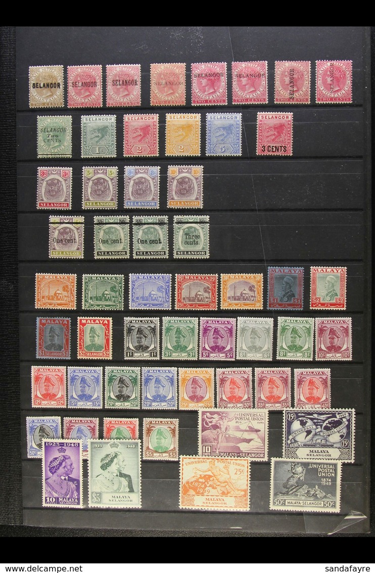 SELANGOR 1881-1955 FINE MINT COLLECTION With 1881 2c Brown (SG 3) Unused; 1885-91 Selection Of Overprints On 2c Rose (7) - Andere & Zonder Classificatie