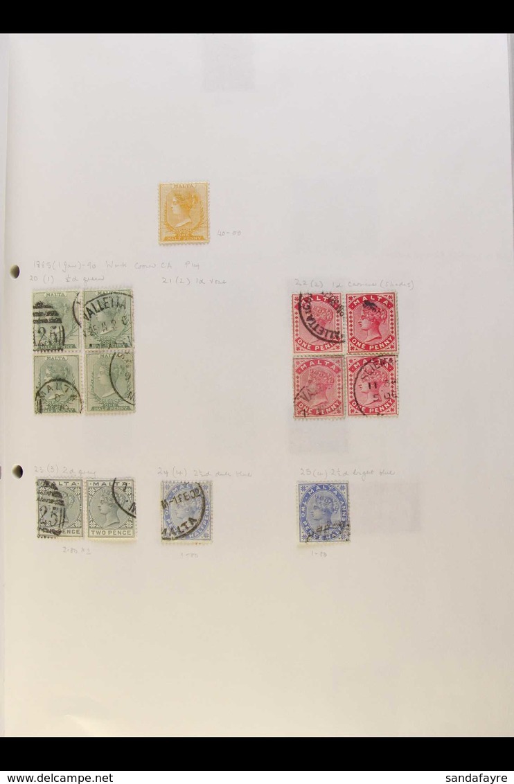 1882-1971 COLLECTION On Leaves, Mint & Used, Inc 1882-84 ½d Orange-yellow Mint, 1885-90 Set Used, 1899-1901 ¼d Wmk Sidew - Malta (...-1964)