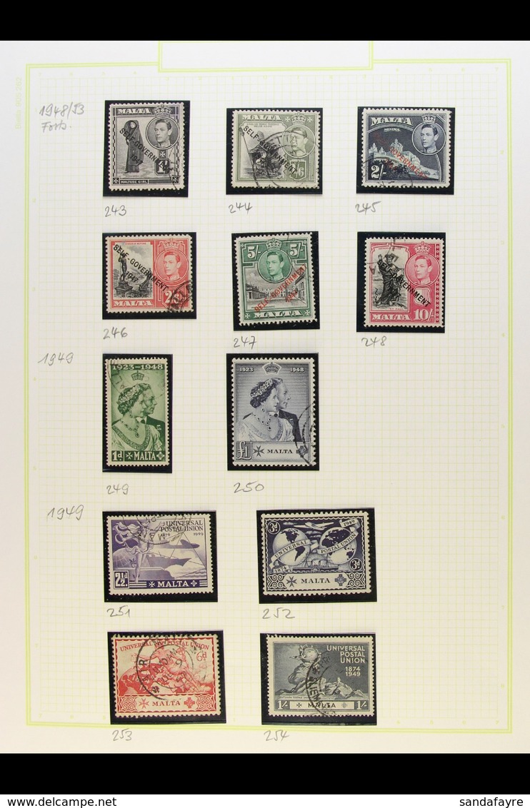 1937-84 FINE USED COLLECTION An All Different Collection On Album Pages Which Includes 1938-43 Set To 5s, 1948-53 Self G - Malta (...-1964)