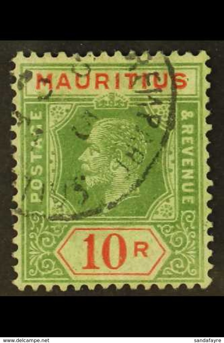 1913-22 10s Green & Red/green (blue Green Back), SG 204, Good Cds Used  For More Images, Please Visit Http://www.sandafa - Mauritius (...-1967)