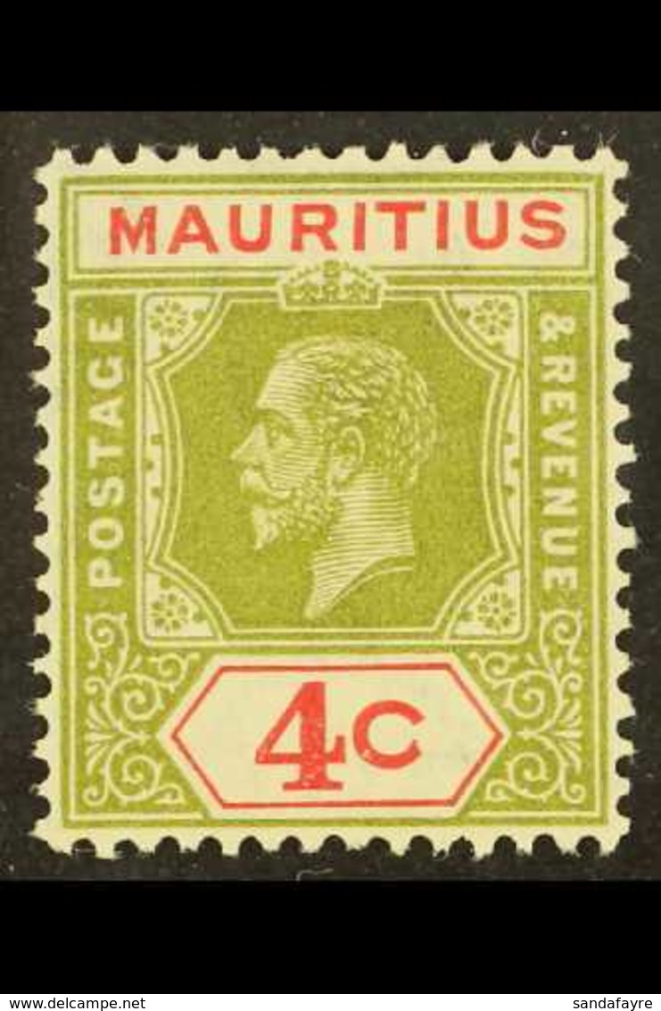 1921-34 4c Sage-green & Carmine Die I OPEN "C" Variety, SG 226ba, Very Fine Mint, Fresh. For More Images, Please Visit H - Mauritius (...-1967)