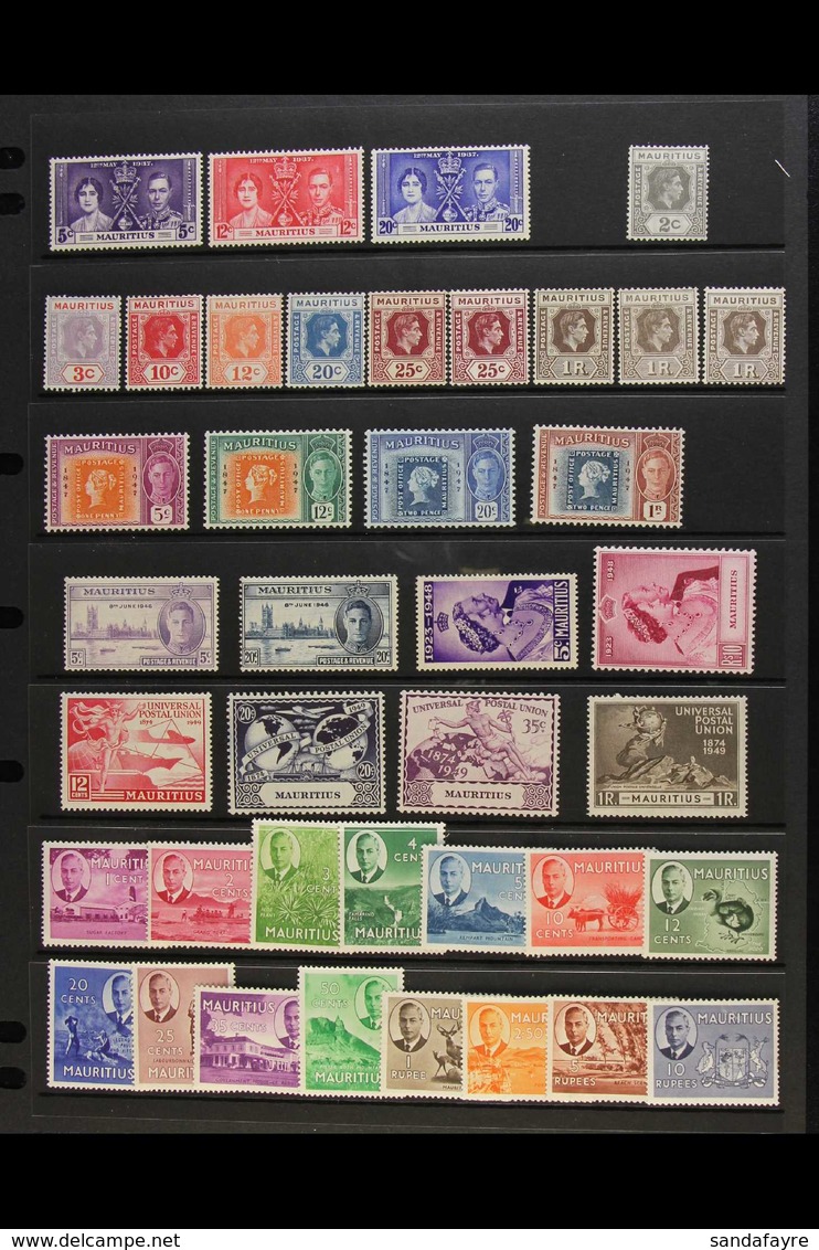 1937-52 KGVI MINT COLLECTION Presented On A Stock Page. Includes ALL Omnibus Sets, 1938 Definitives To Different 1r & 19 - Mauritius (...-1967)