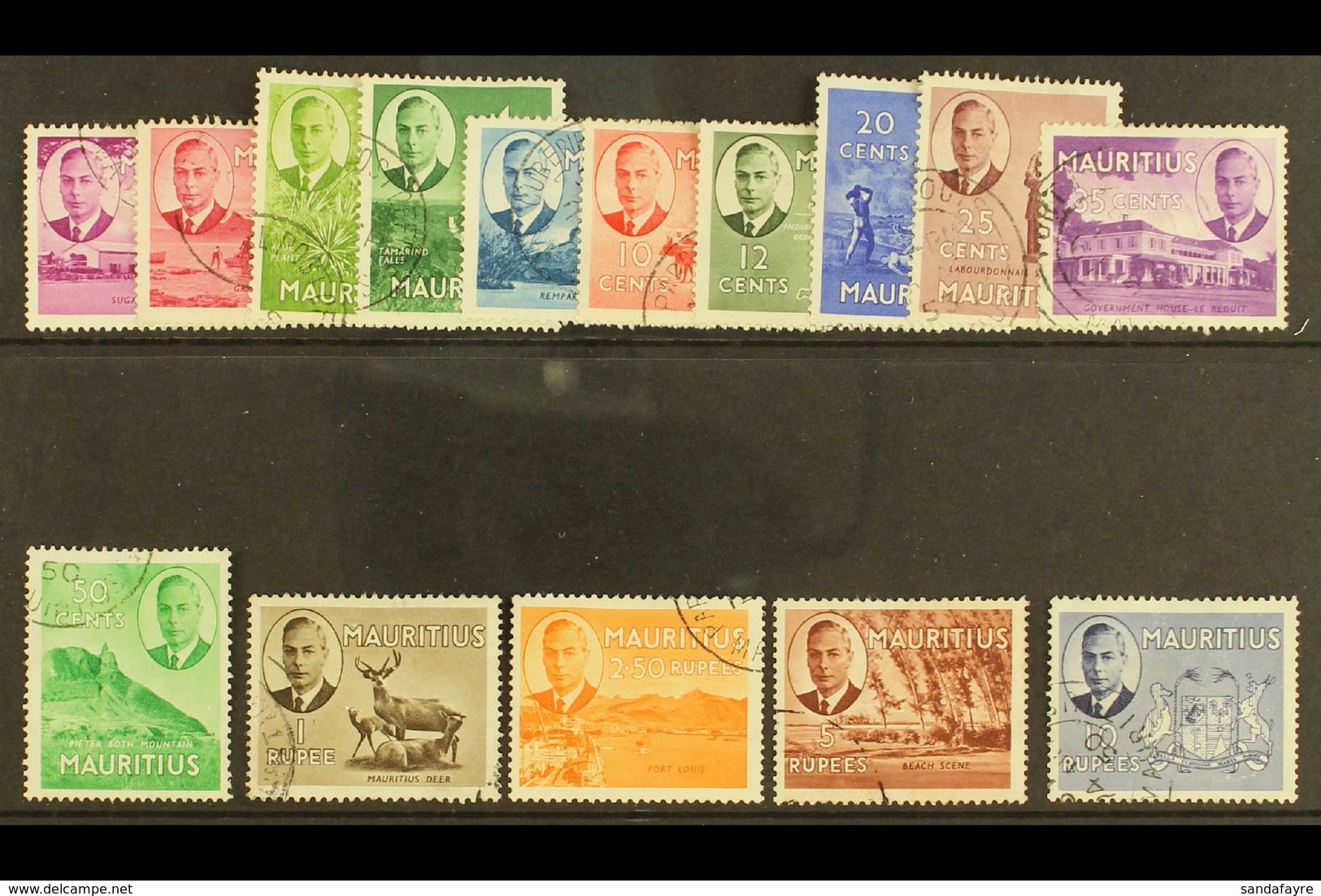 1950 Complete Definitive Set, SG 276/290, Fine Used. (15 Stamps) For More Images, Please Visit Http://www.sandafayre.com - Mauritius (...-1967)