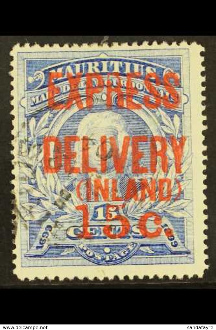 EXPRESS DELIVERY 1903-04 15c On 15c Ultramarine Overprint Type E 2, SG E2, Fine Used, Fresh. For More Images, Please Vis - Mauritius (...-1967)