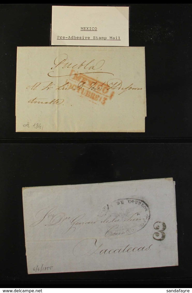 1841-1856 ENTIRE LETTERS. An Intersting Group With Various Postmarks Incl Boxed Dated "Mexico" & "Aguascalientes", Scarc - Mexico