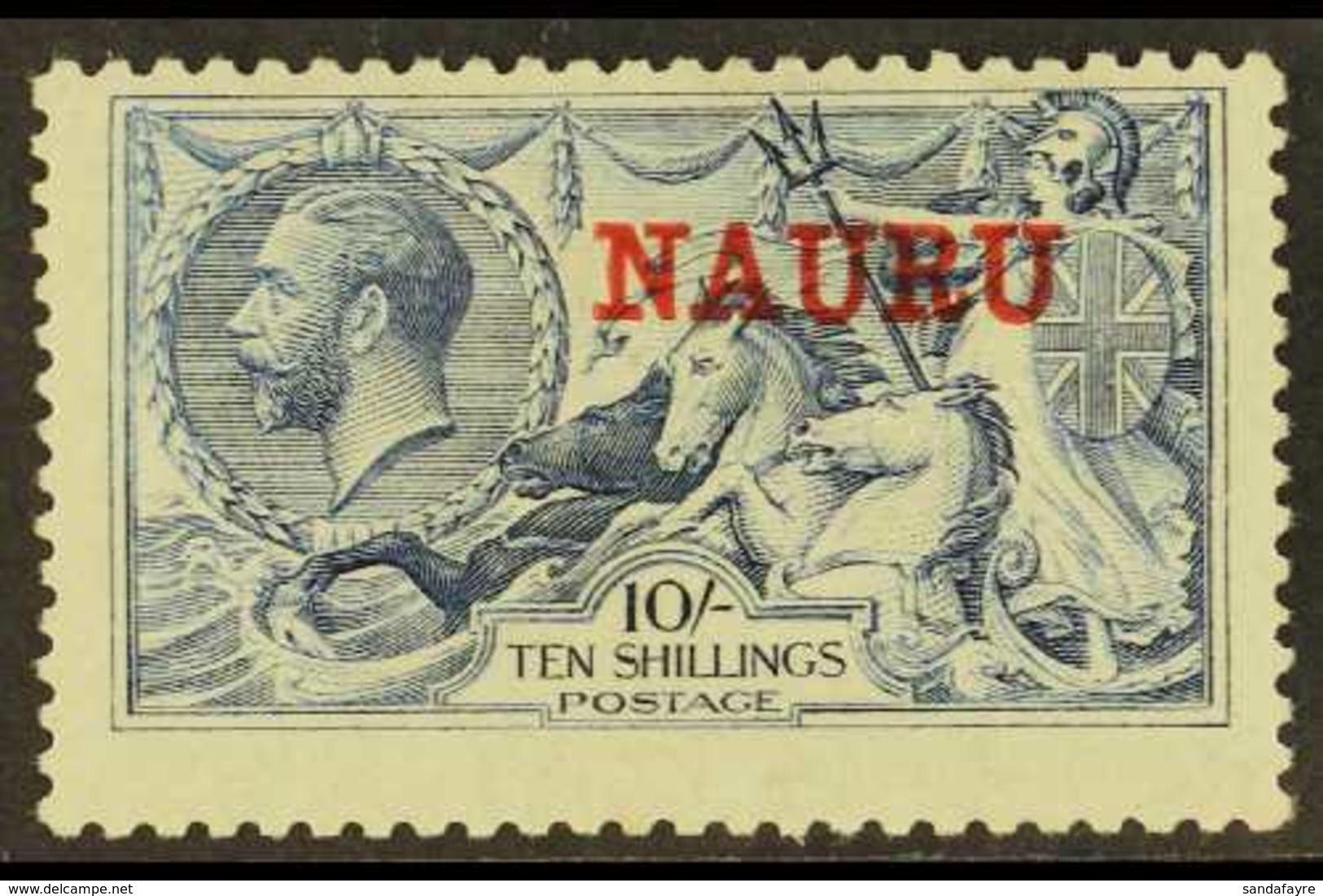 1916-23 10s Pale Blue De La Rue Seahorse, SG 23, Never Hinged Mint, Average Centering. For More Images, Please Visit Htt - Nauru