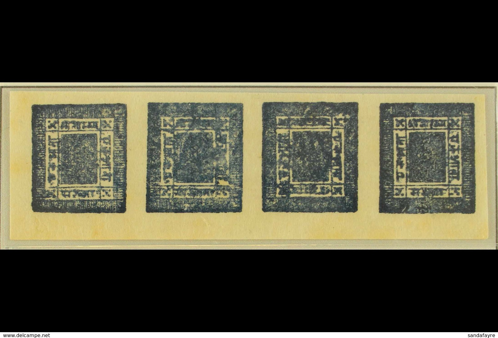 1886-9 1a Blue, Slightly Blurred Impressions, Horizontal Strip Of 4 With TETE-BECHE PAIR, Setting 8/9, Positions 57/60 ( - Nepal