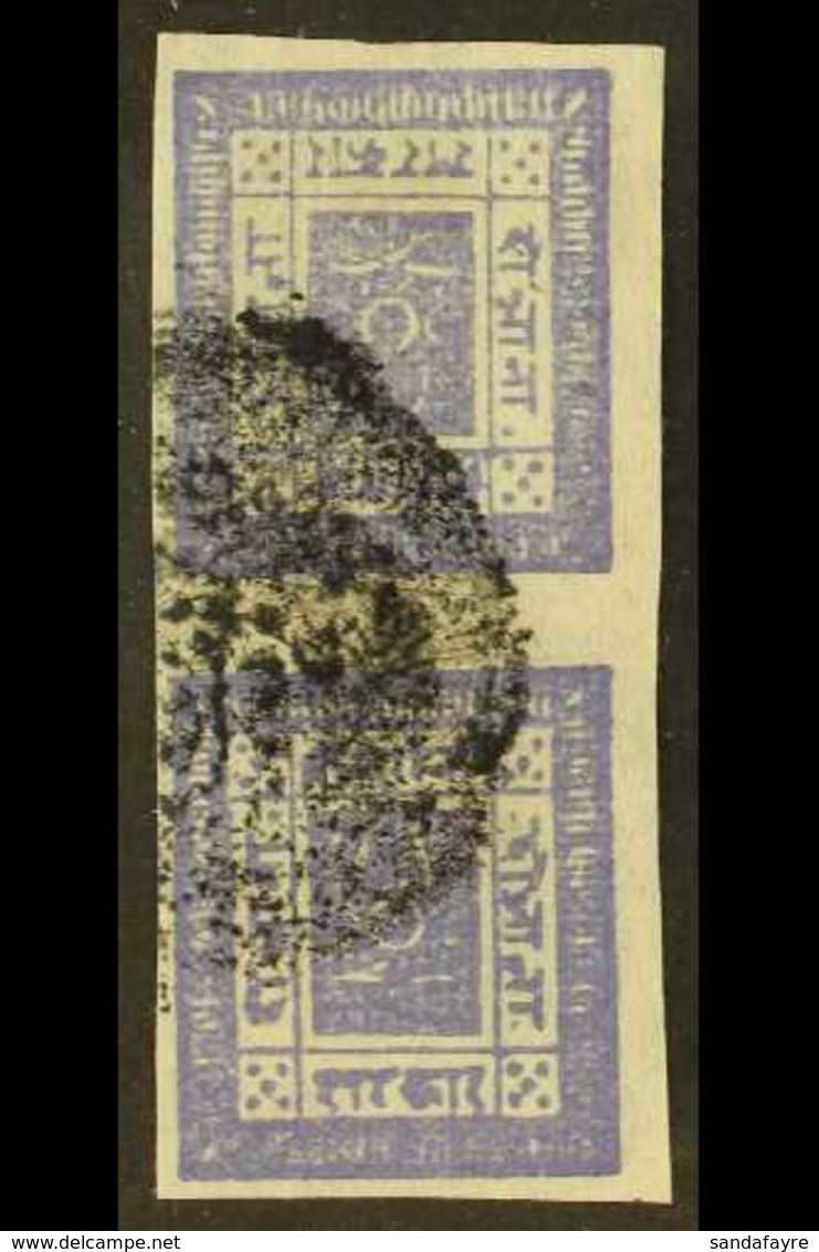 1886-98 2a Violet, Imperf On Native Paper, Vertical TETE-BECHE PAIR (SG 8a, Scott 8a, Hellrigl 8a), Fine Used With Kathm - Nepal