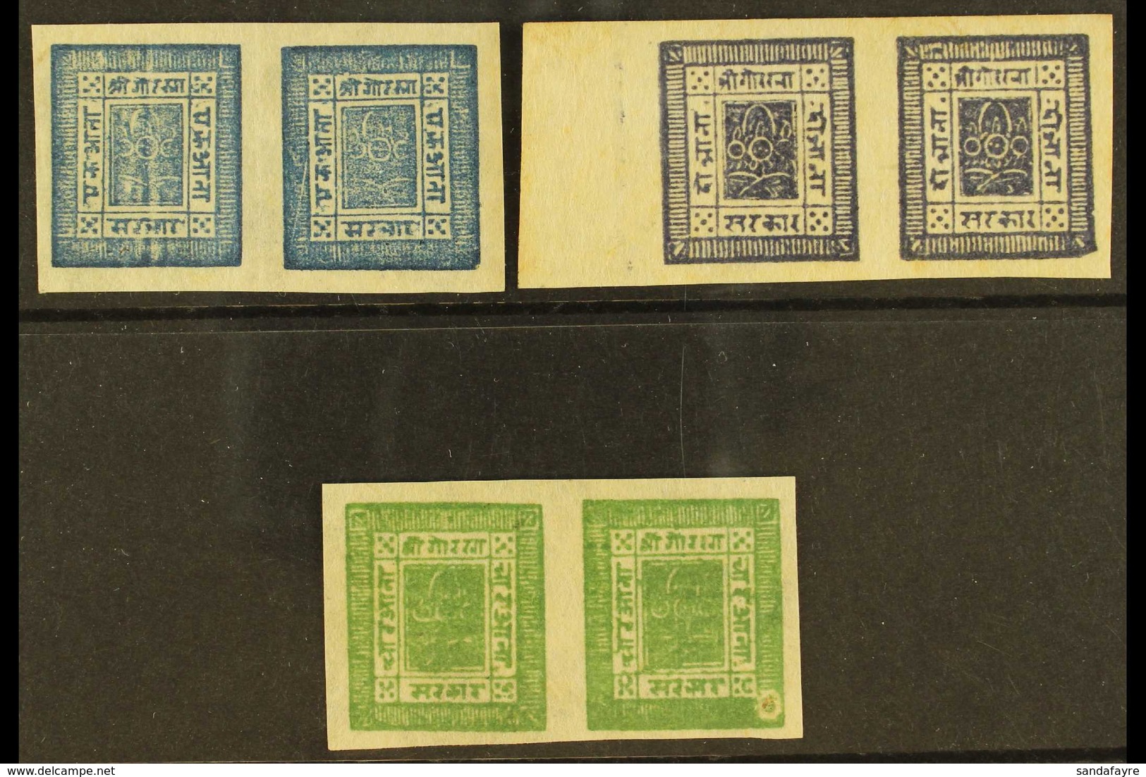 1886-98 Basic Set, 1a, 2a And 4a (SG 7/9, Scott 7/9, Hellrigl 7, 8 & 10), Very Fine Unused Horizontal Pairs. (3 Pairs) F - Nepal