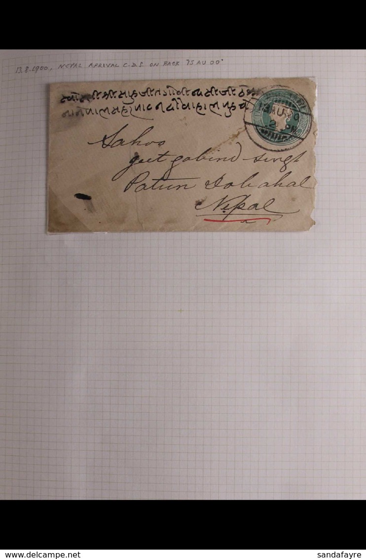 POSTAL HISTORY COLLECTION 1900-76 TWO VOLUME COLLECTION, Begins With A Few Earlier Postal Stationery Items, Includes A W - Nepal