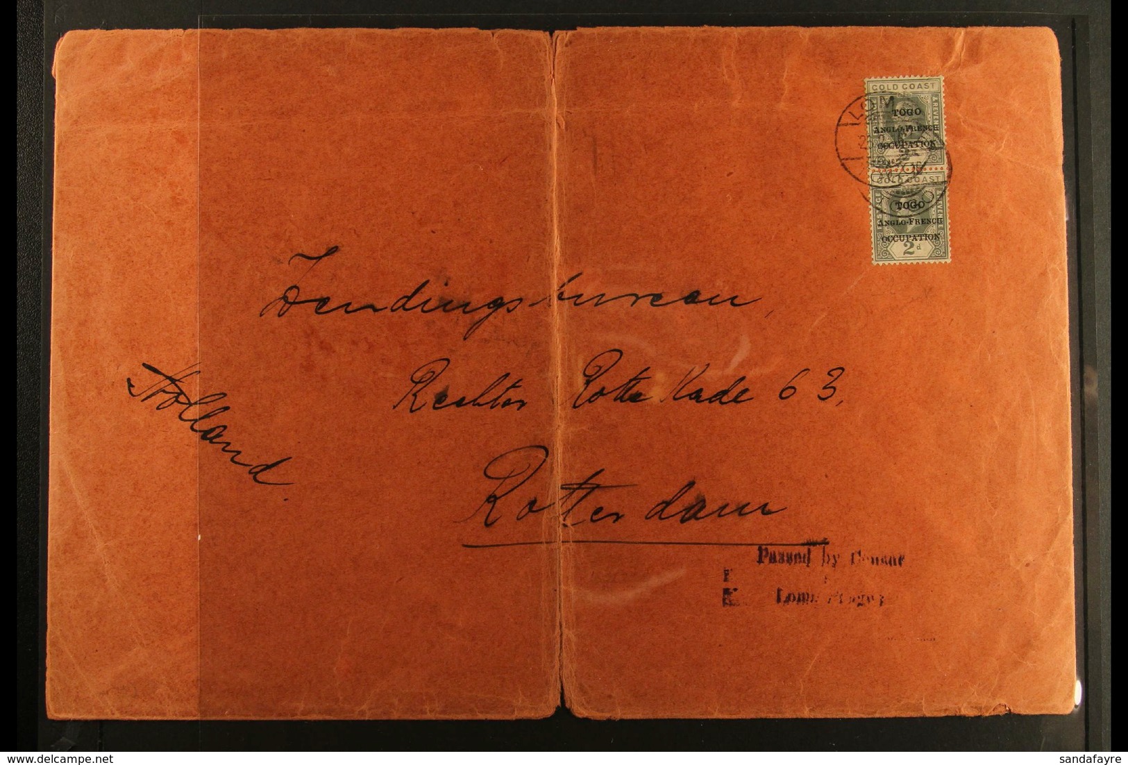 1916 CENSOR COVERS An Attractive Trio Of Large Censor Covers To Holland From Togo. Each India Red Coloured Cover (260mm  - Other & Unclassified