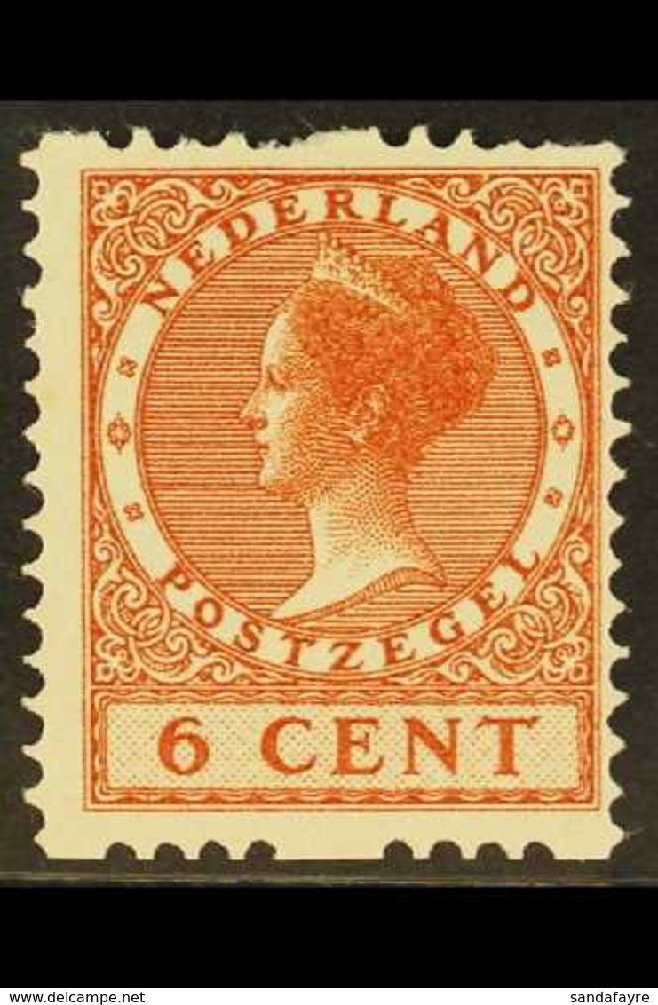 1924-26 (no Watermark) Wilhelmina 6c Chestnut With Interrupted Perf On Two Sides (NVPH R7, SG 278cB), Fine Mint. For Mor - Other & Unclassified