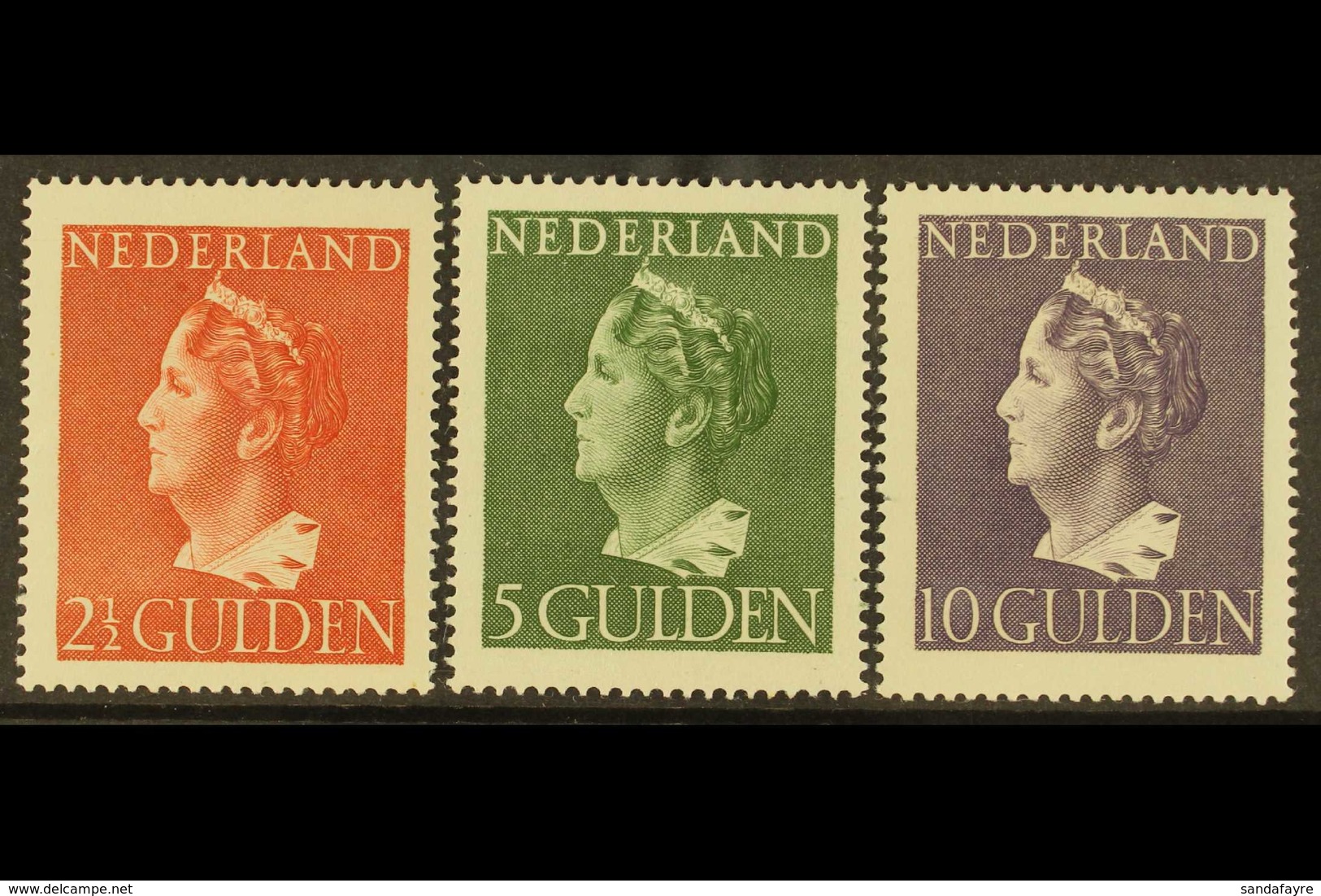 1946 Queen Wilhelmina 2½g, 5g And 10g (NVPH 347/49, SG 617/19), Very Fine Never Hinged Mint. (3 Stamps) For More Images, - Other & Unclassified