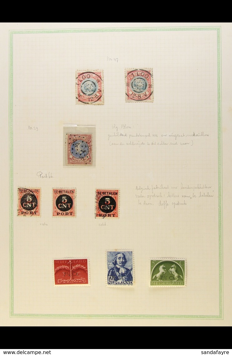 FORGERIES OF NETHERLANDS AND COLONIES Collection On Album Pages, Formed By The Noted Philatelist Jan Cleij, Mint And Use - Andere & Zonder Classificatie