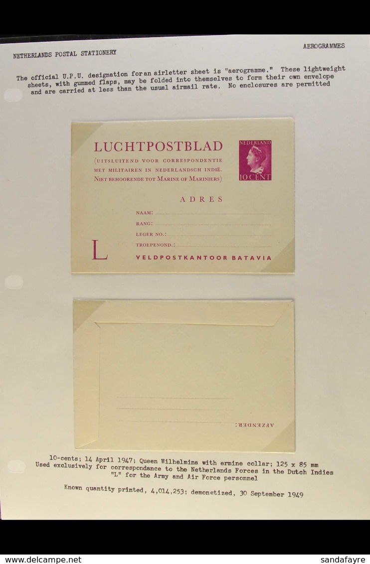 POSTAL STATIONERY AEROGRAMMES 1947-1967 Interesting Mainly Mint Collection Nicely Written Up On Exhibition Pages, Inc 19 - Andere & Zonder Classificatie