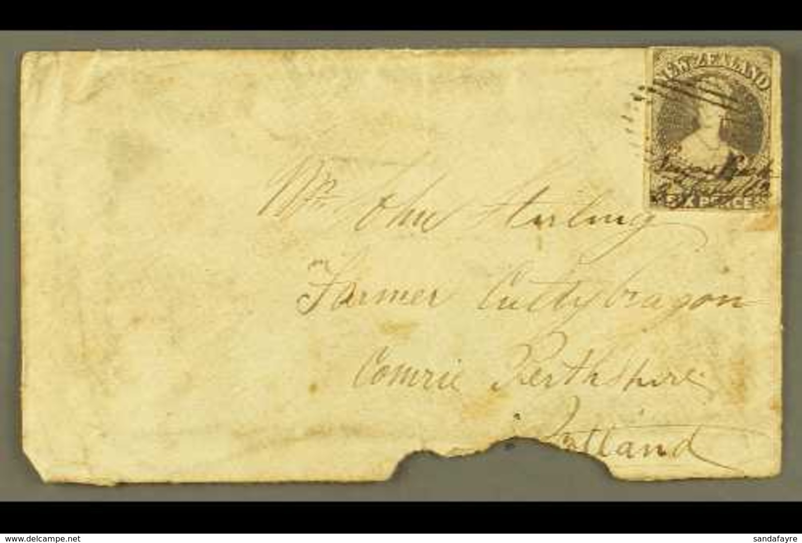 1862 "SUGAR CREEK" MANUSCRIPT CANCELLATION. 1862 (3 July) Badly Damaged And Rather Grubby Envelope To Scotland Bearing 6 - Andere & Zonder Classificatie