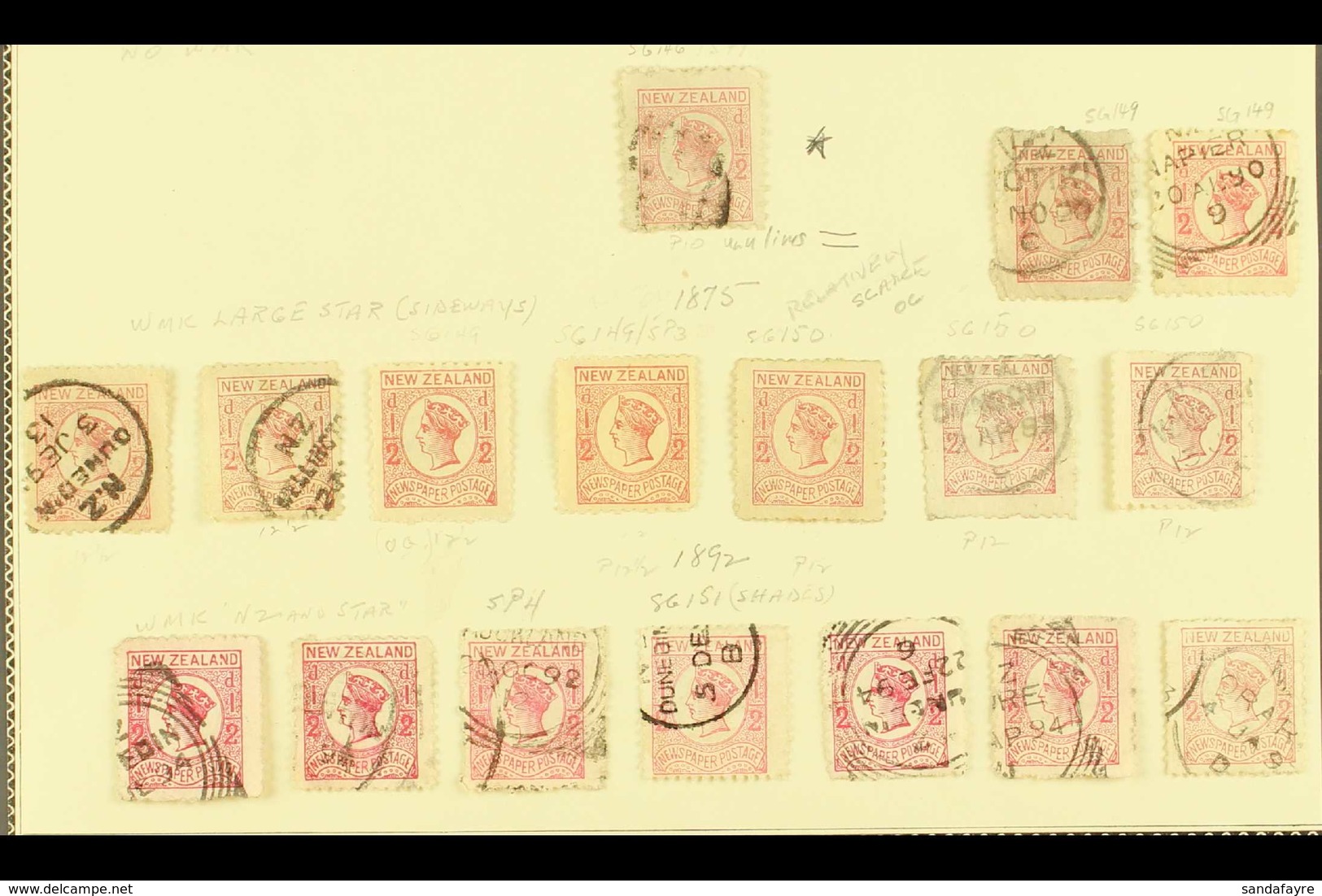 1873-1892 NEWSPAPER STAMPS Mint & Used Identified Group On A Small Page, Inc 1873 ½d Used, 1875 ½d (x9) Inc Three Mint,  - Sonstige & Ohne Zuordnung